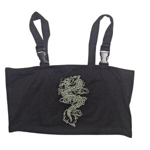 SHEIN Black Buckle Detail Top